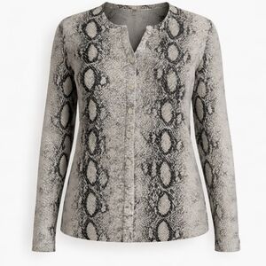 Ava Paige Gray Black Snakeskin Print Button Up Cardigan size L